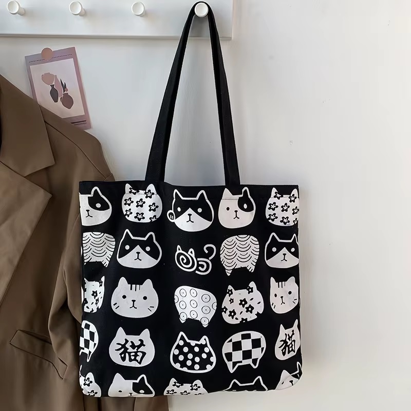 Picture of TAG Lifestyle Canvas Tote Bag/Fashionable Tote Bag Black Color With Zipper Enclosure for Girls For University/College/Trendy Fashionable Women