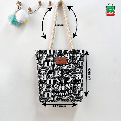 Picture of TAG Lifestyle Alphabet Design Canvas Tote Bag/Fashionable Maroon Color Tote Bag With Zipper Enclosure for girls For University/College/Trendy Fashionable Women