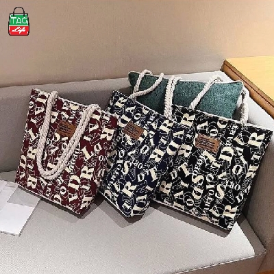 Picture of TAG Lifestyle Alphabet Design Canvas Tote Bag/Fashionable Black Color Tote Bag With Zipper Enclosure for girls For University/College/Trendy Fashionable Women