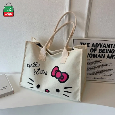 Picture of Product Details TAG Lifestyle Canvas Tote Bag/Fashionable  Hello Kitty Tote Bag With Zipper Enclosure for Girls For University/College/Trendy Fashionable Women