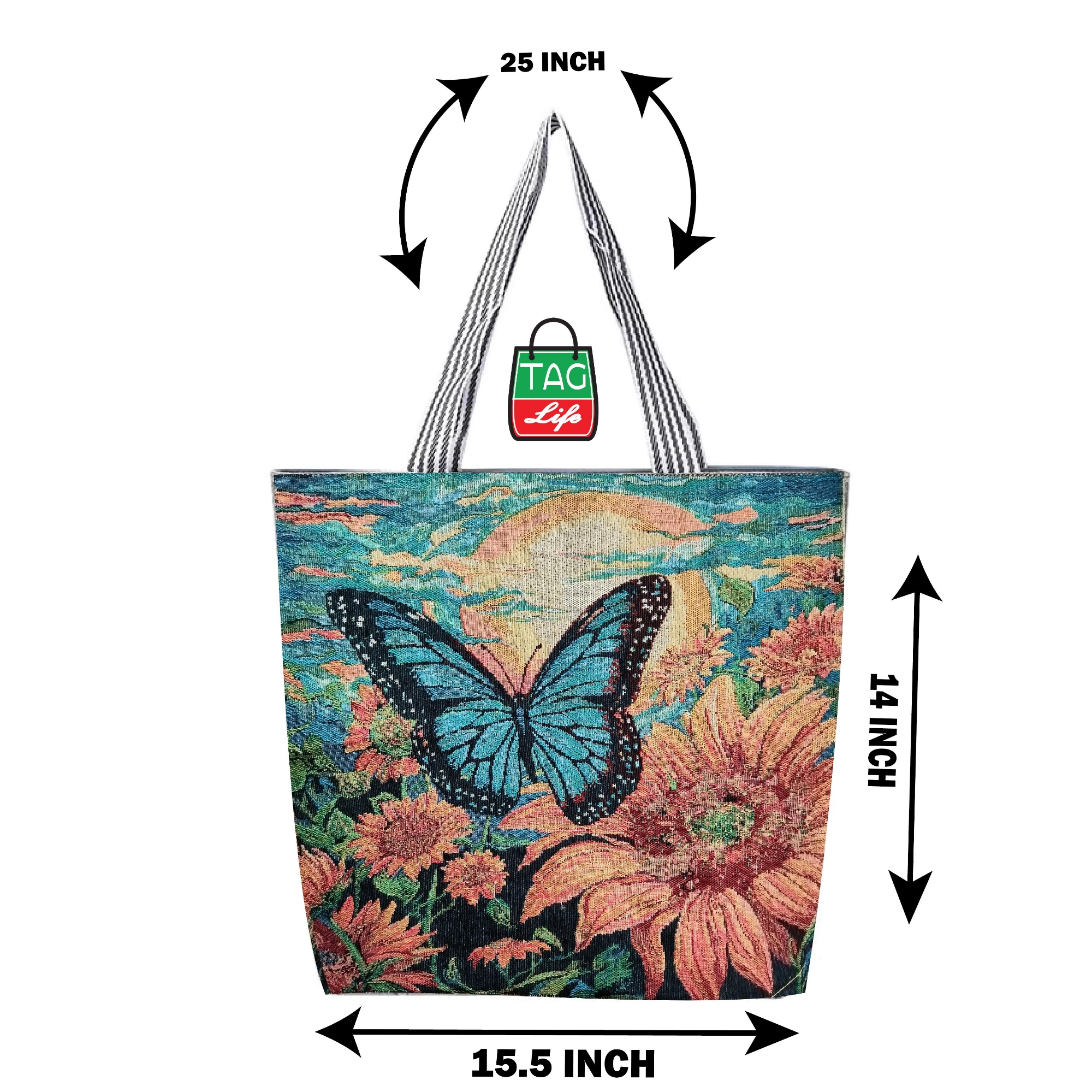 Picture of TAG Lifestyle Jacquard Embroidered Print Canvas Tote Bag Shopping Bag, Girls & Ladies Bag, Inside pocket Top Handle Tote Bag for University/College/Girls Students And Fashionable Women