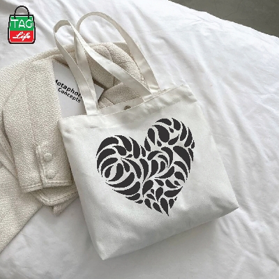 Picture of TAG Lifestyle Canvas Tote Bag/Exclusive Love Design Off White Color for girls For University/College/Trendy Fashionable Women