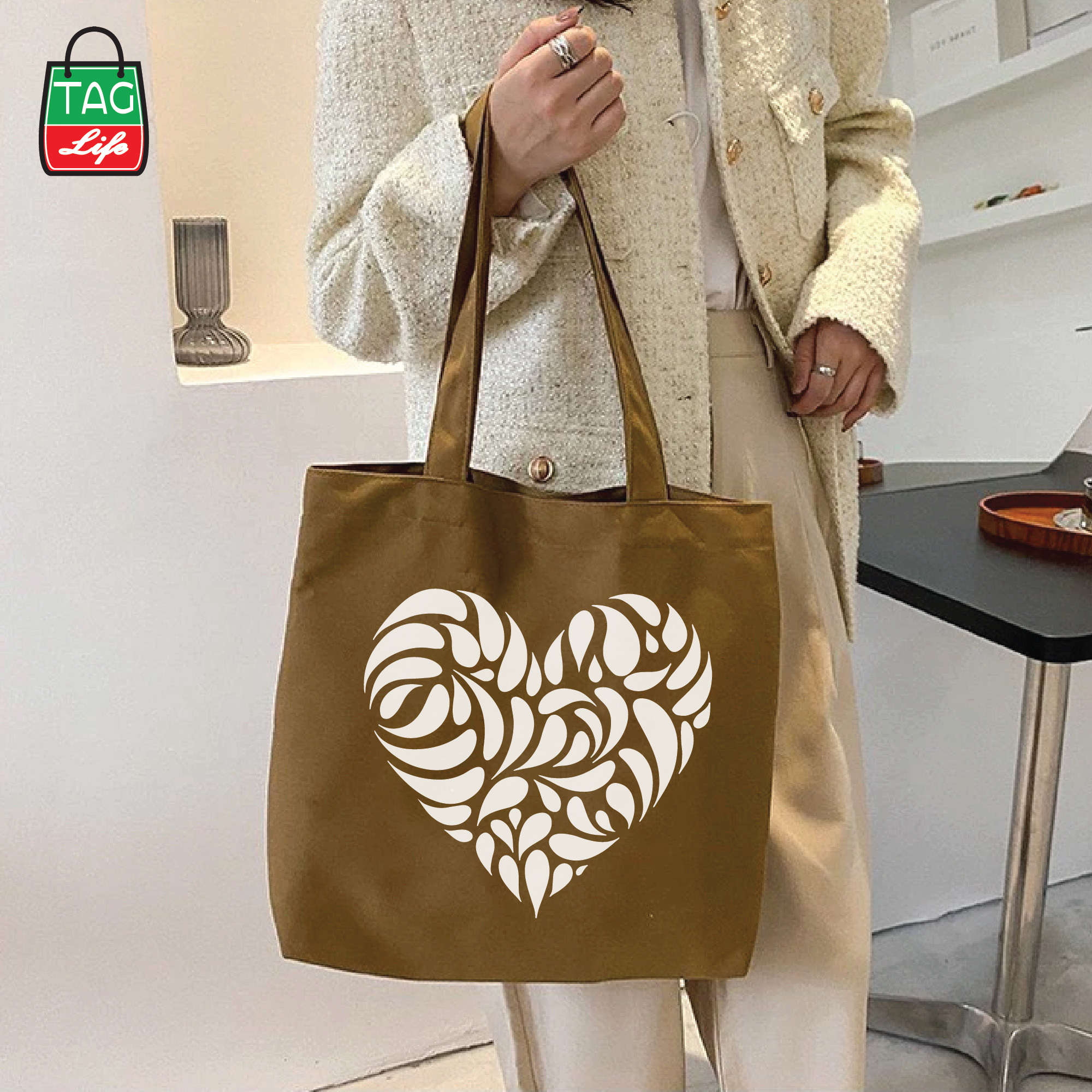 Picture of TAG Lifestyle Canvas Tote Bag/Exclusive Love Design Different Color for girls For University/College/Trendy Fashionable Women