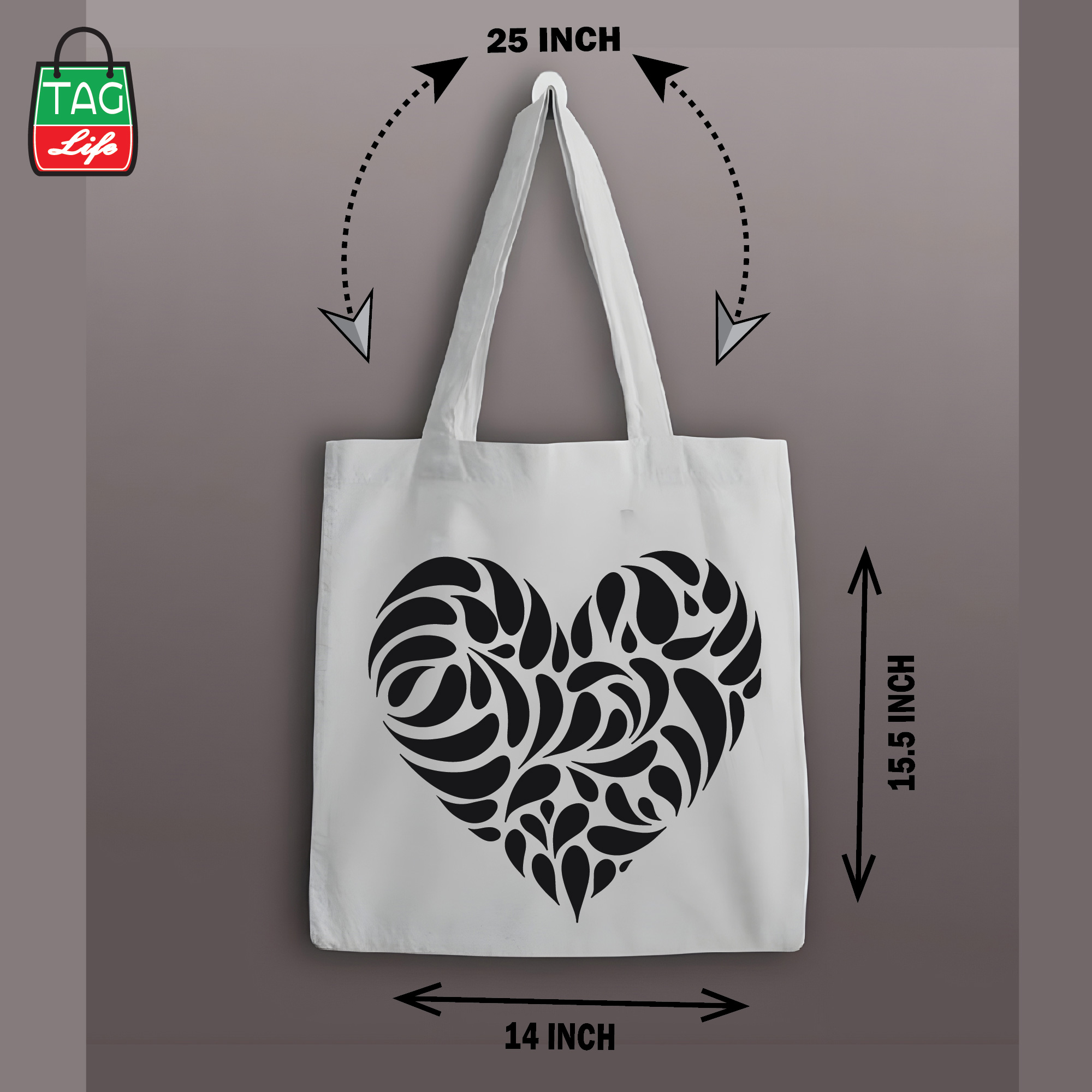 Picture of TAG Lifestyle Canvas Tote Bag/Exclusive Love Design Different Color for girls For University/College/Trendy Fashionable Women