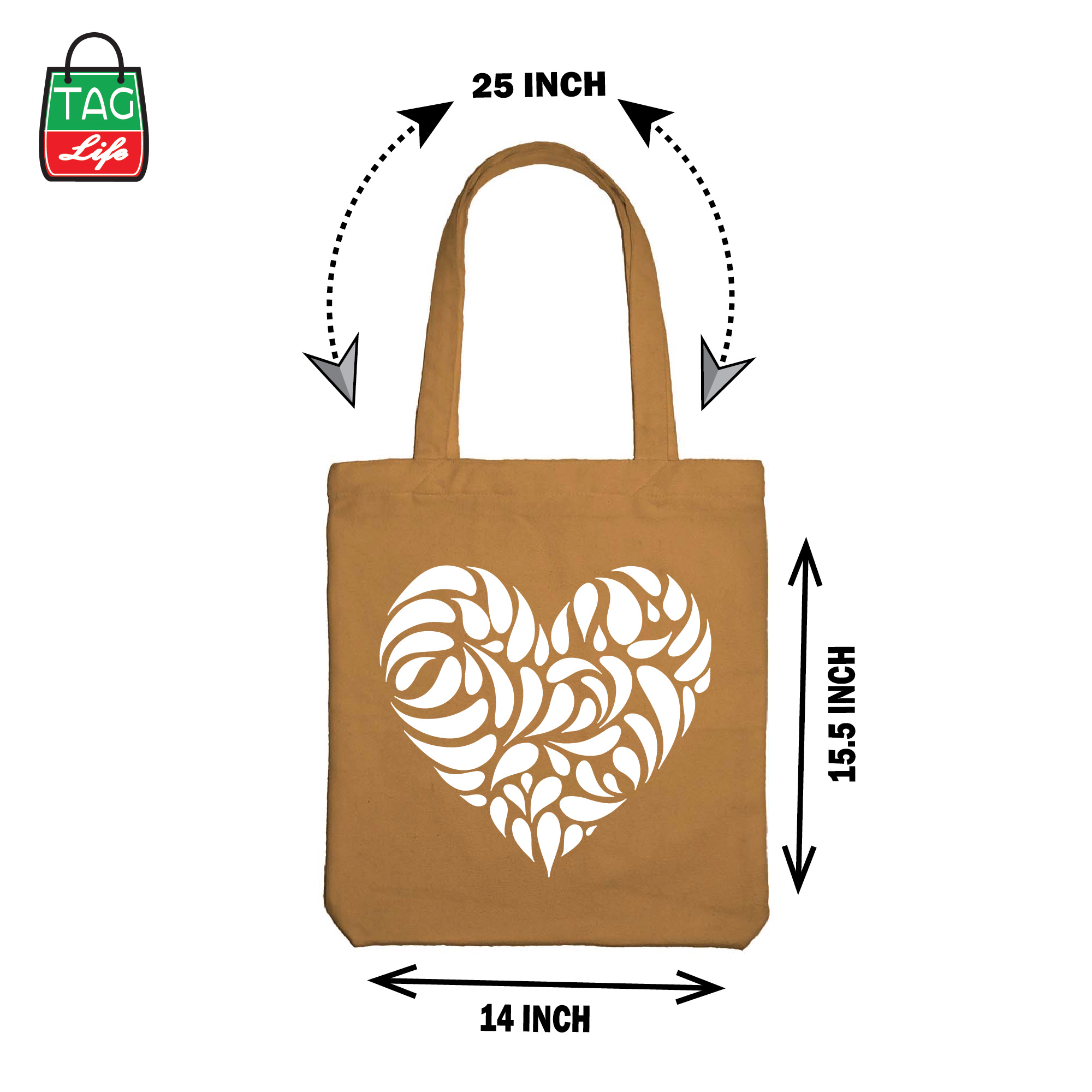 Picture of TAG Lifestyle Canvas Tote Bag/Exclusive Love Design Brown Color for girls For University/College/Trendy Fashionable Women