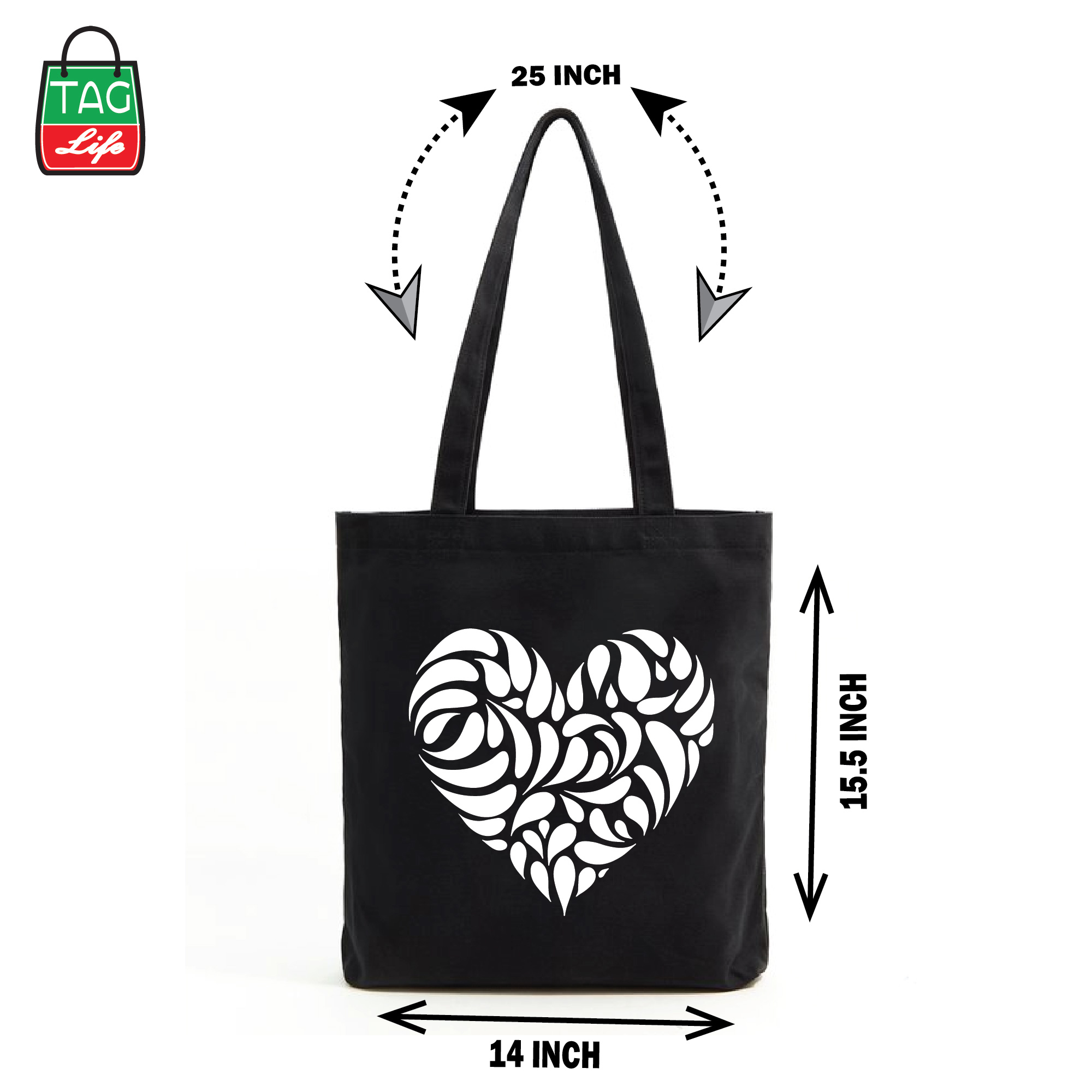 Picture of TAG LifestyleCanvas Tote Bag/Exclusive Love Design Black Color for girls For University/College/Trendy Fashionable Women