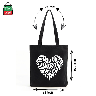 Picture of TAG LifestyleCanvas Tote Bag/Exclusive Love Design Black Color for girls For University/College/Trendy Fashionable Women