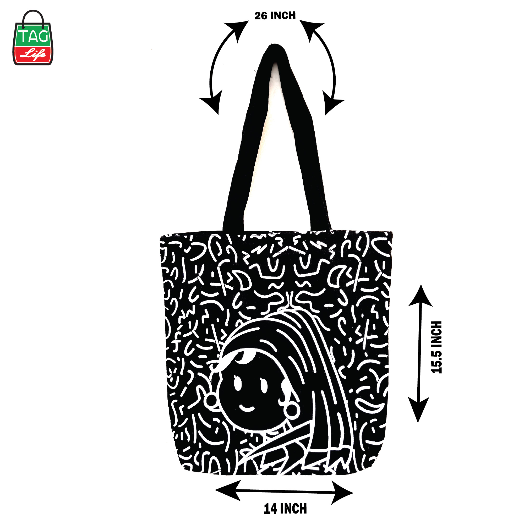 Picture of TAG Lifestyle Canvas Tote Bag/Fashionable  Exclusive design Tote Bag With Zipper Enclosure for Girls For University/College/Trendy Fashionable Women