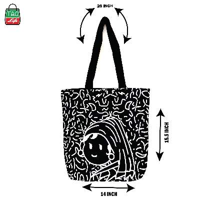 Picture of TAG Lifestyle Canvas Tote Bag/Fashionable  Exclusive design Tote Bag With Zipper Enclosure for Girls For University/College/Trendy Fashionable Women
