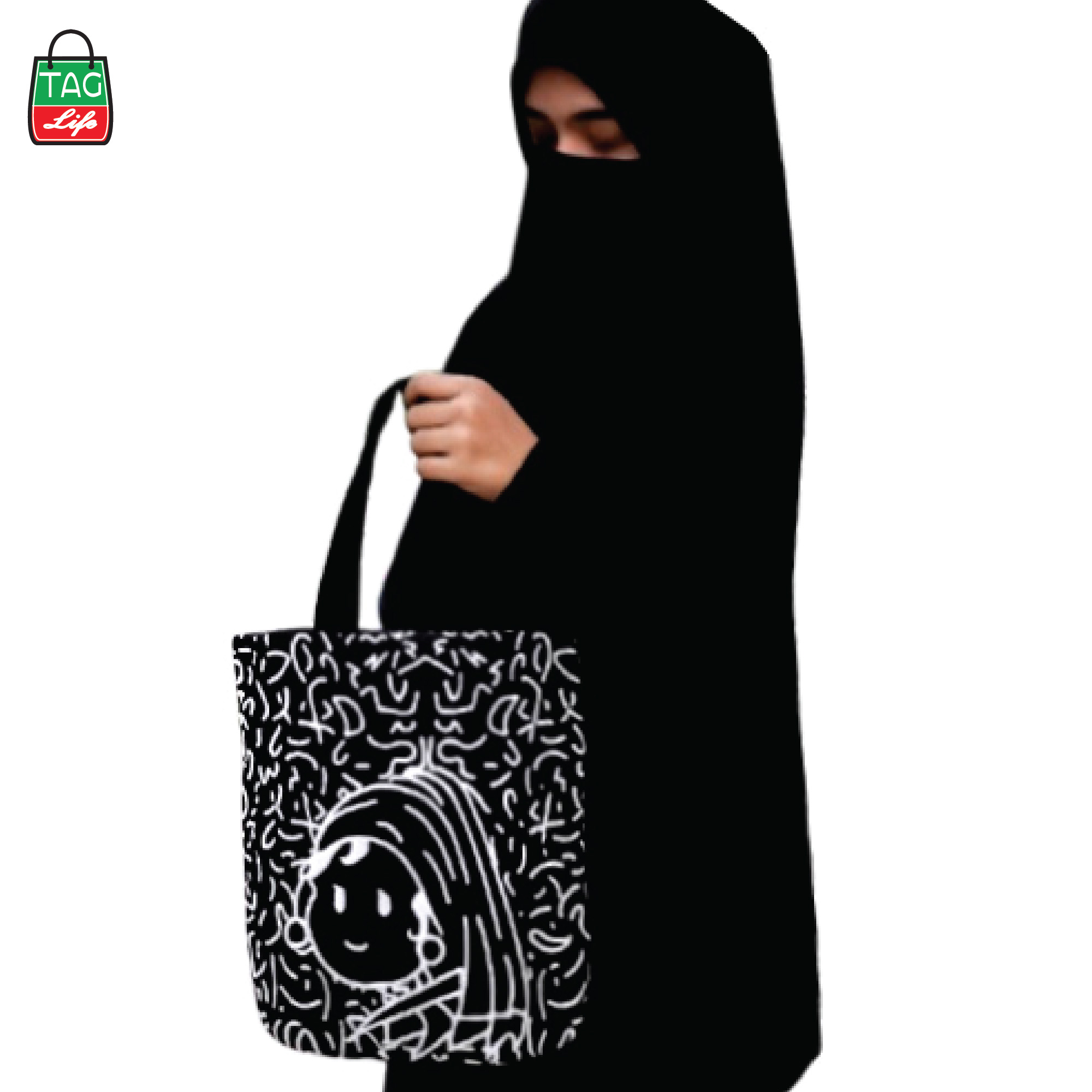 Picture of TAG Lifestyle Canvas Tote Bag/Fashionable  Exclusive design Tote Bag With Zipper Enclosure for Girls For University/College/Trendy Fashionable Women