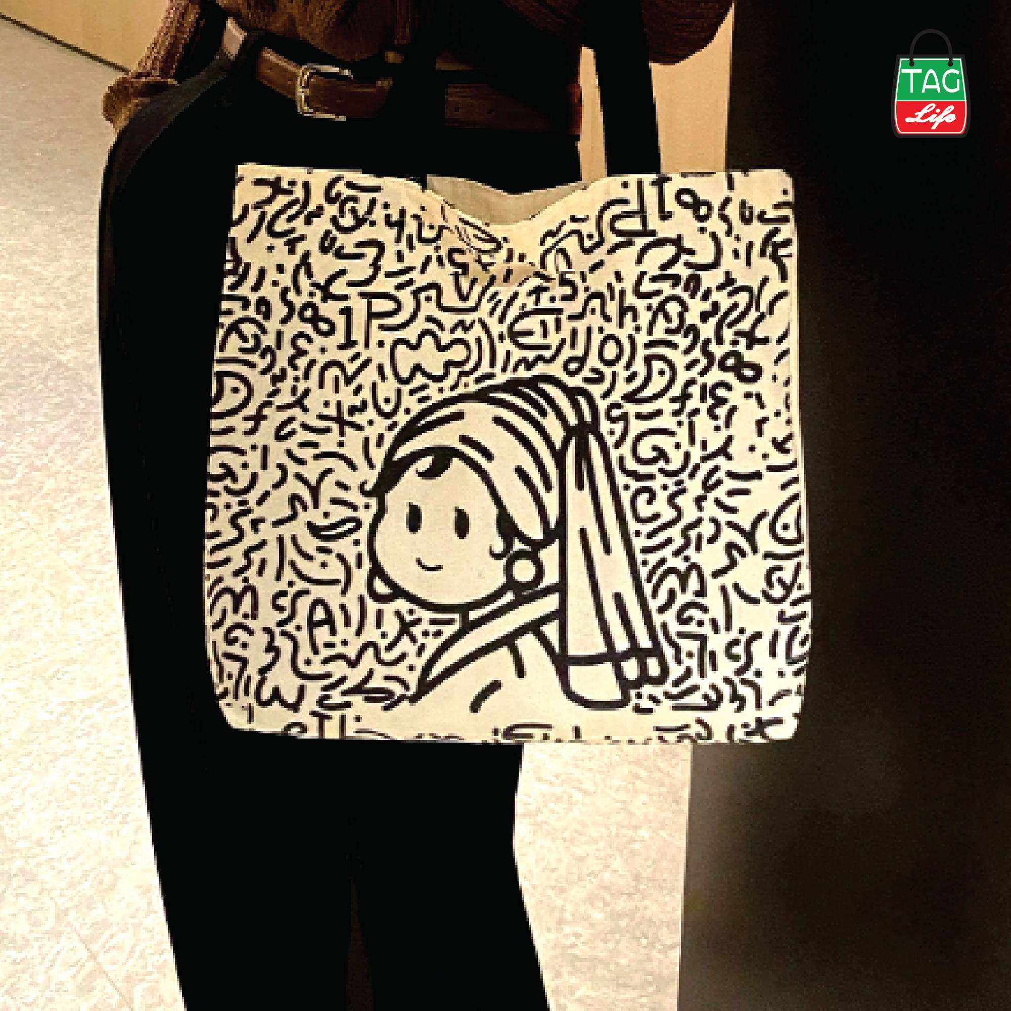 Picture of TAG Lifestyle Canvas Tote Bag/Fashionable  Exclusive design Tote Bag With Zipper Enclosure for Girls For University/College/Trendy Fashionable Women