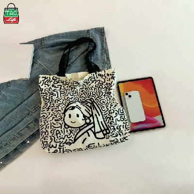 Picture of TAG Lifestyle Canvas Tote Bag/Fashionable  Exclusive design Tote Bag With Zipper Enclosure for Girls For University/College/Trendy Fashionable Women