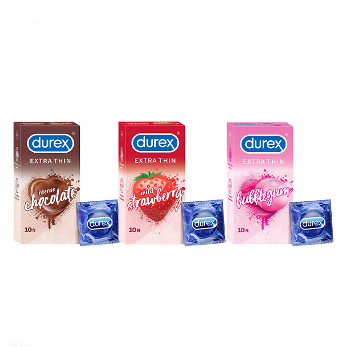 Picture of Valentine Special Gift Box | Durex Extra Thin Chocolate, Strawberry & Bubblegum Flavored 10pcs Pack 3 Combo Pack | With Gift