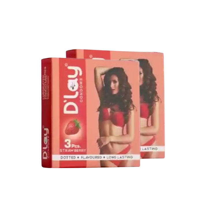 Picture of D'lay Condoms for Men 3pcs x 2 Pack Dotted Long Lasting Condom | Chocolate, Strawberry, Banana, Mint, Blueberry, Orange Flavor (Product of INDIA)