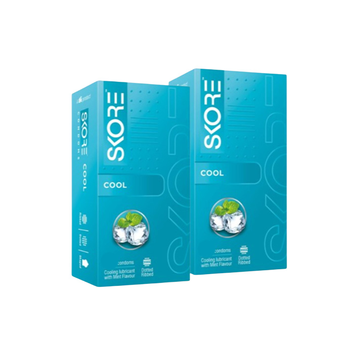 Picture of Skore Condom for Men Cool Mint Flavor Ribbed Dotted Colors Condom 3pcs x 2 Pack | Extra Lubrication | India