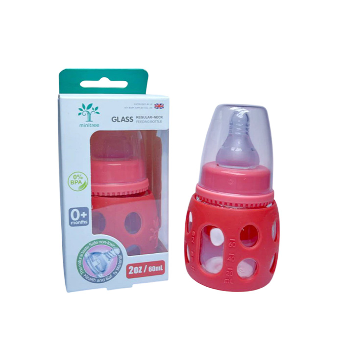 Picture of Baby Feeder Bottle Minitree Regular Neck Baby Feeding Glass Bottle 0m+ 60ml Bottle Multicolor Available