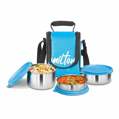 Picture of MILTON Tasty  Lunch Box with Insulated Fabric Jacket, 4 Stainless Steel Containers Leak-Proof Tiffin Lunch for Office, College, Picnic