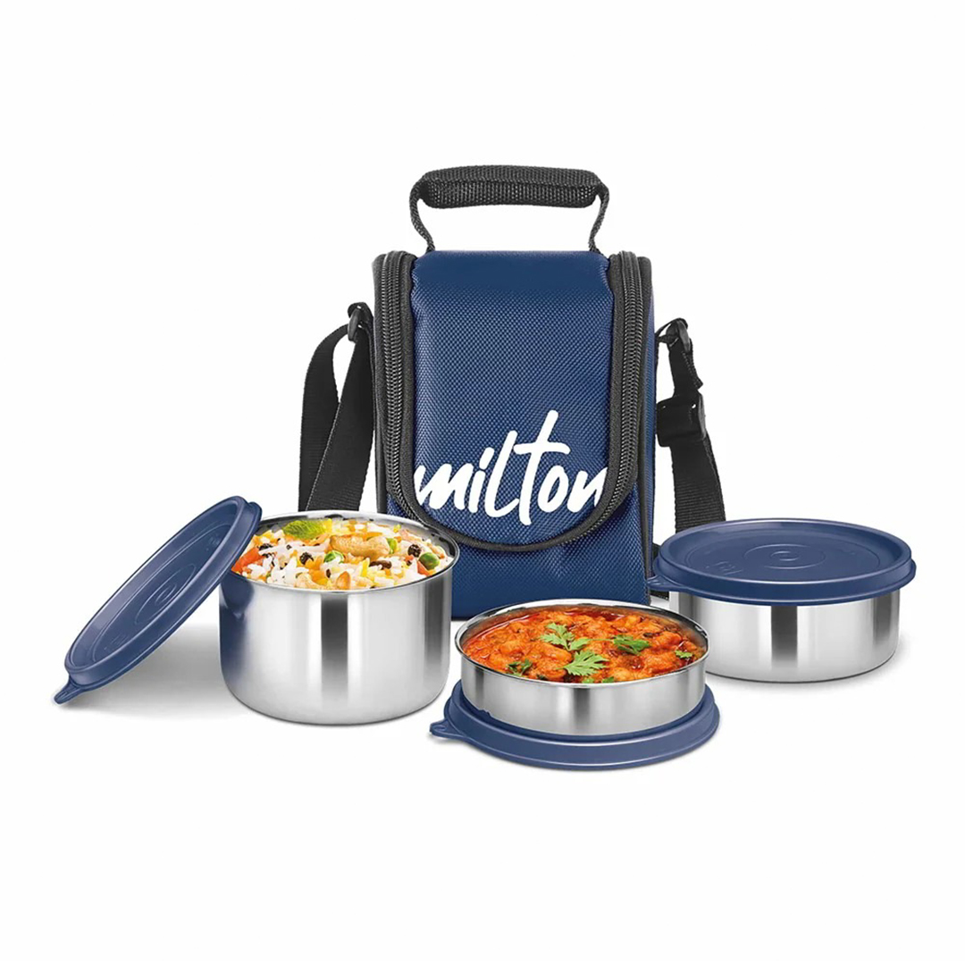 Picture of MILTON Tasty  Lunch Box with Insulated Fabric Jacket, 4 Stainless Steel Containers Leak-Proof Tiffin Lunch for Office, College, Picnic