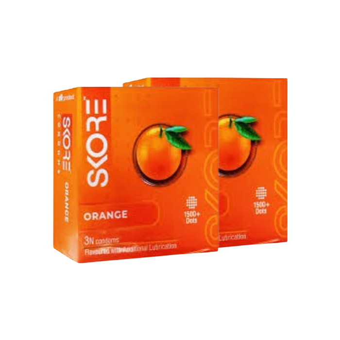 Picture of Skore Condom for Men Orange Flavor Condom 3pcs x 2 Pack with 1500+ Raised Dots | India