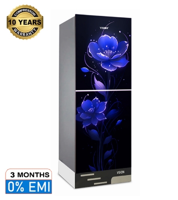 Buy VISION Glass Door Bottom Mount Refrigerator RE-160 Liter Indigo Flower at Best Price in Bangladesh	