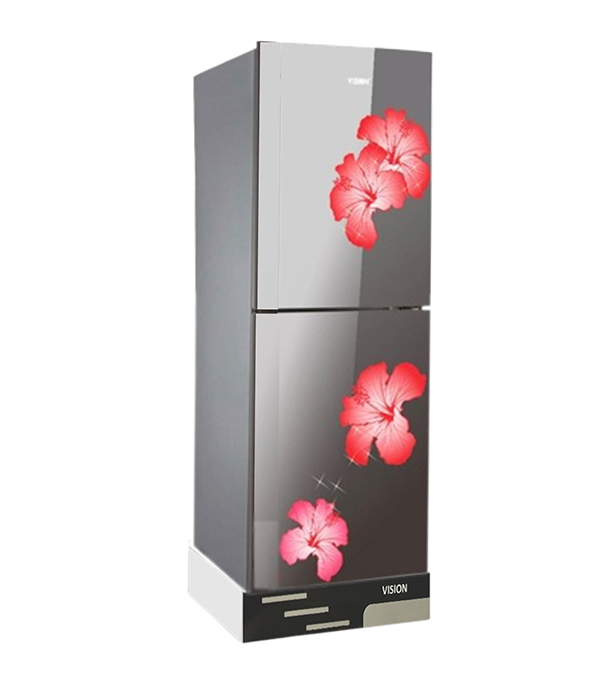Buy VISION Glass Door Refrigerator RE-330 Liter Mirror Jaba Flower Bottom Mount at Best Price in Bangladesh