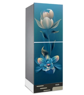 Buy VISION Glass Door Refrigerator RE-180 Liter Sky Blue Flower Top Mount at Best Price in Bangladesh