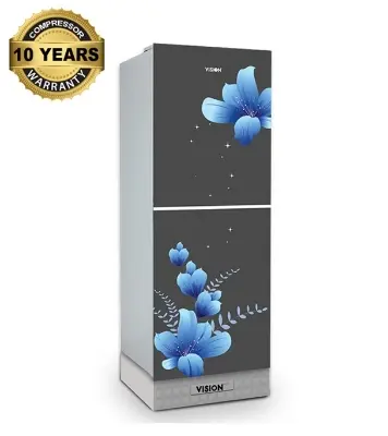 Picture of VISION Glass Door Top Mount Refrigerator RE-200 Liter Mirror Blue Flower