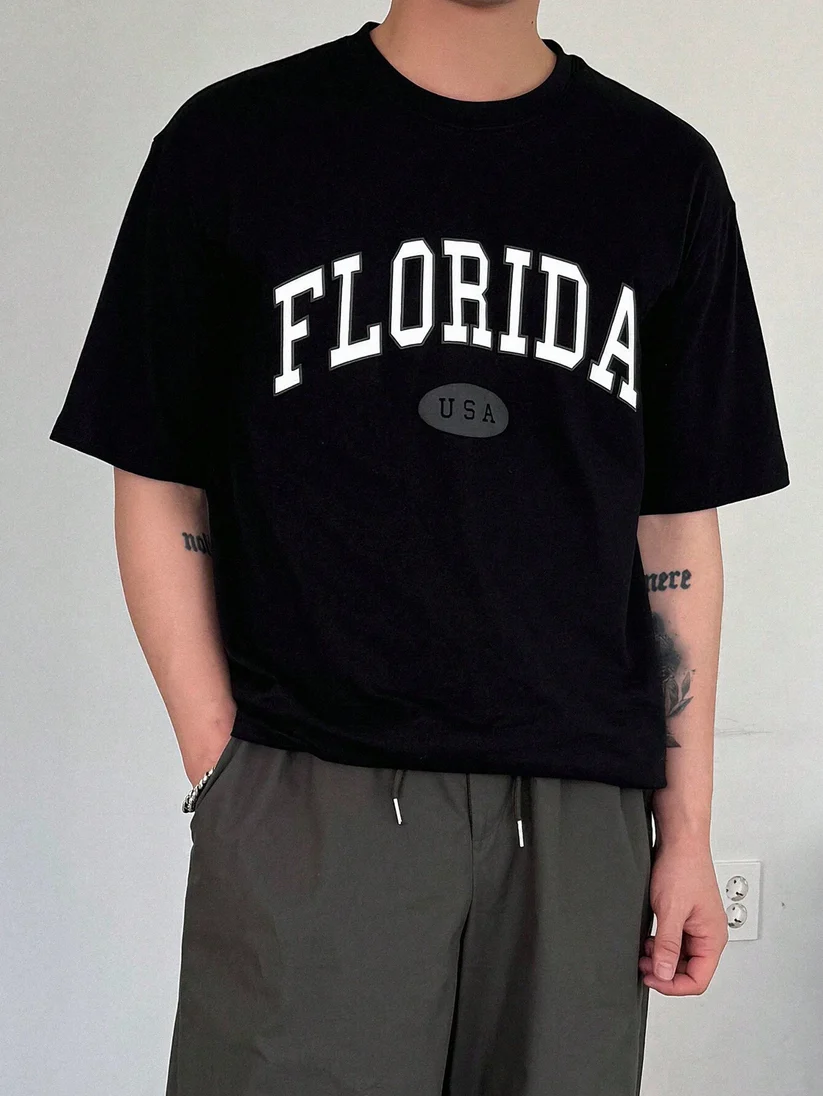 Drop Shoulder Print T-Shirt – Florida – Black ZangSportsonline shop bangladeshothoba.com