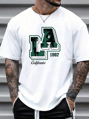 Drop Shoulder Print T-Shirt – LA – White ZangSportsonline shop bangladeshothoba.com