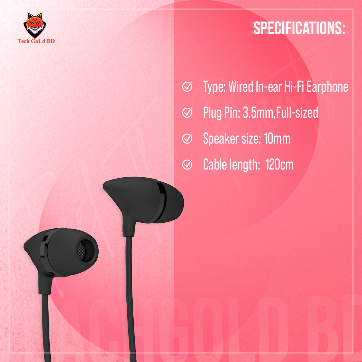 Picture of UiiSii C100 Earphone – Black Color