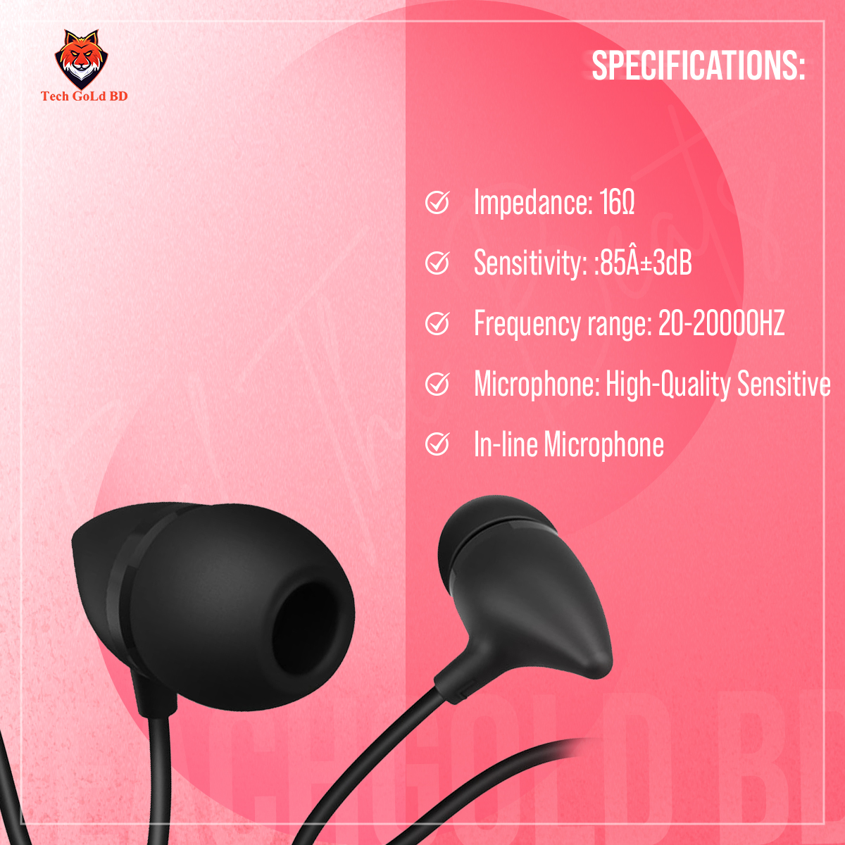 Picture of UiiSii C100 Earphone – Black Color