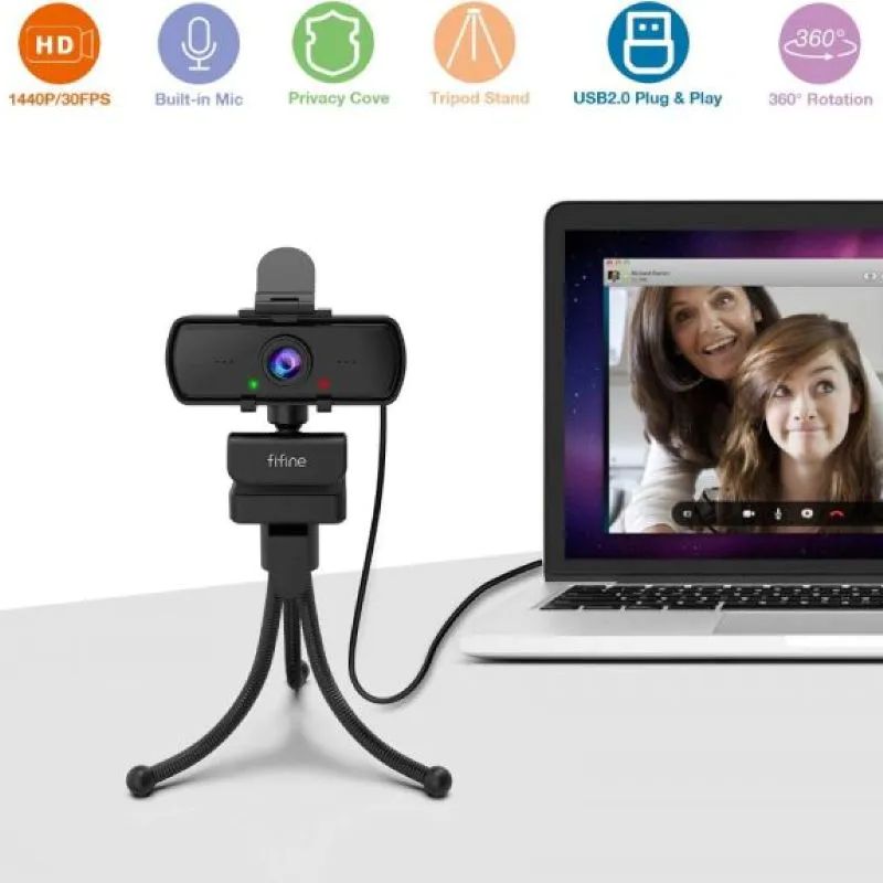 Picture of Fifine K420 Webcam 1440P, 2K Web Camera With Privacy Cover & Tripod \ No product will be return after The Seal is broken