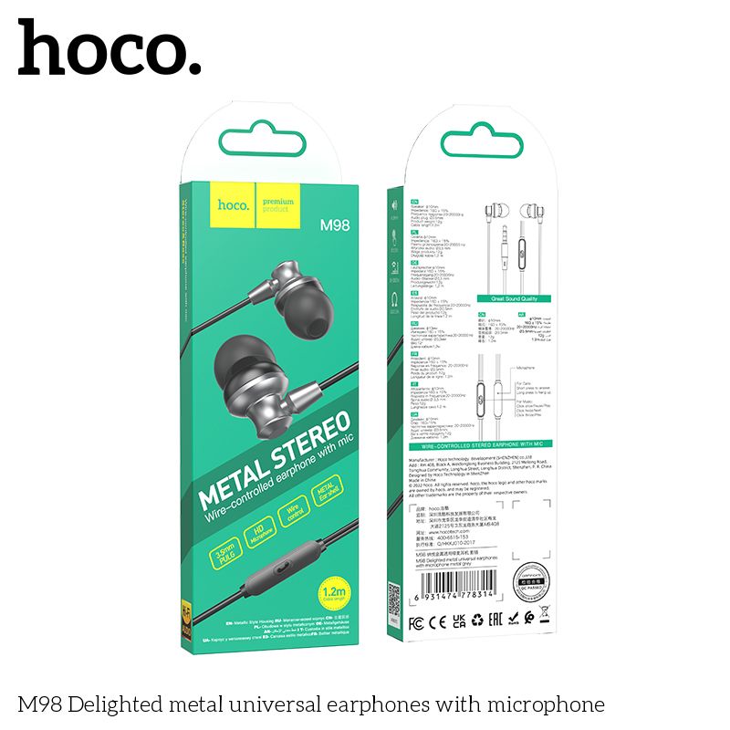 Picture of Hoco M98 Wired Headphone Volume Control with Mic \ No product will be return after The Seal is broken