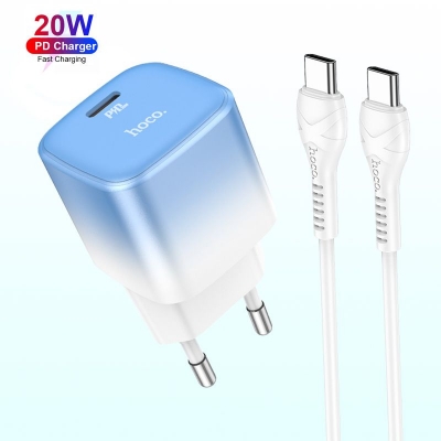 Picture of Hoco C101A PD 20W Fast Mini Travel Charger Adapter With Type C To Type C Cable \ No product will be return after The Seal is broken