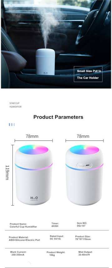 Picture of H2o mini USB Humidifier – White Color \ No product will be return after The Seal is broken
