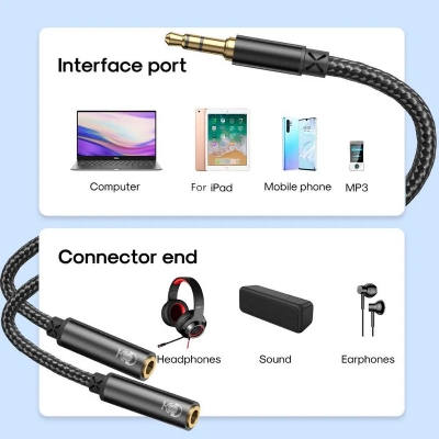 Picture of Joyroom SY-A04 Male To Female Y-Splitter Audio Cable Support Voice Call