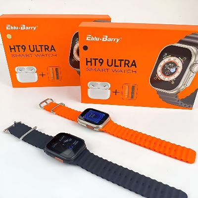 Picture of HT9 Ultra Smart Watch + TWS Combo With Double Strap\No product will be return after The Seal is broken