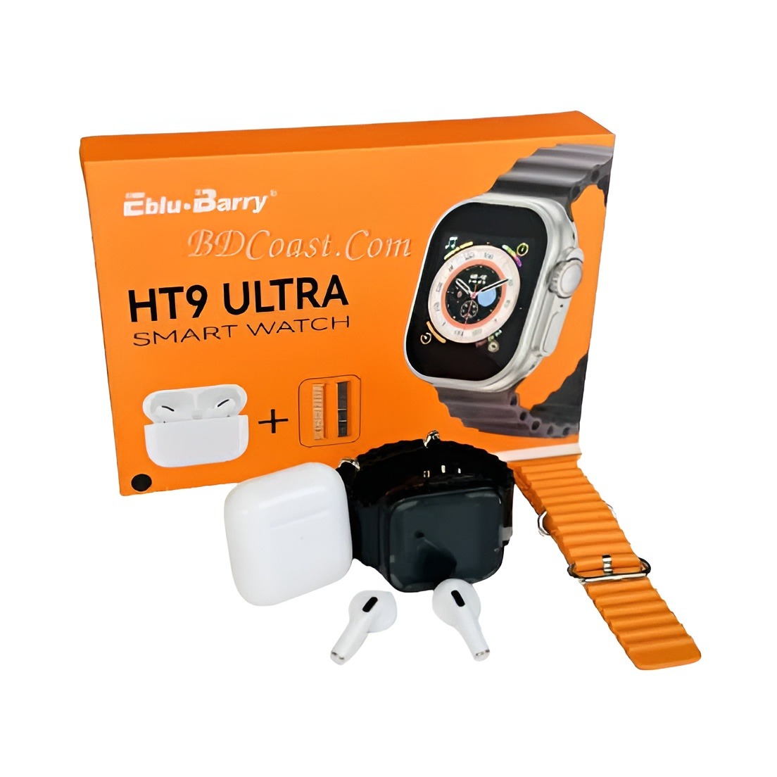 Picture of HT9 Ultra Smart Watch + TWS Combo With Double Strap\No product will be return after The Seal is broken