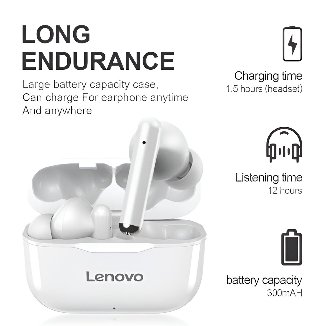 Picture of Lenovo XT90 TWS Earbuds Bluetooth 5.0 True Wireless Headphones Touch Control Sweatproof Sport Headset In-ear Earphones