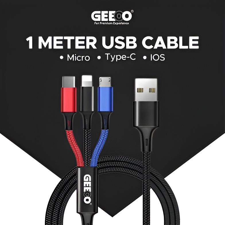 Picture of GEEOO DC-303 2.4A 3IN1 Super Fast Charging Cable