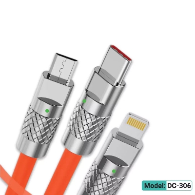 Picture of Geeoo DC-306 3 In-1 Soft Silicone Fast Charging Cable 1M Long 3A Safe Charge