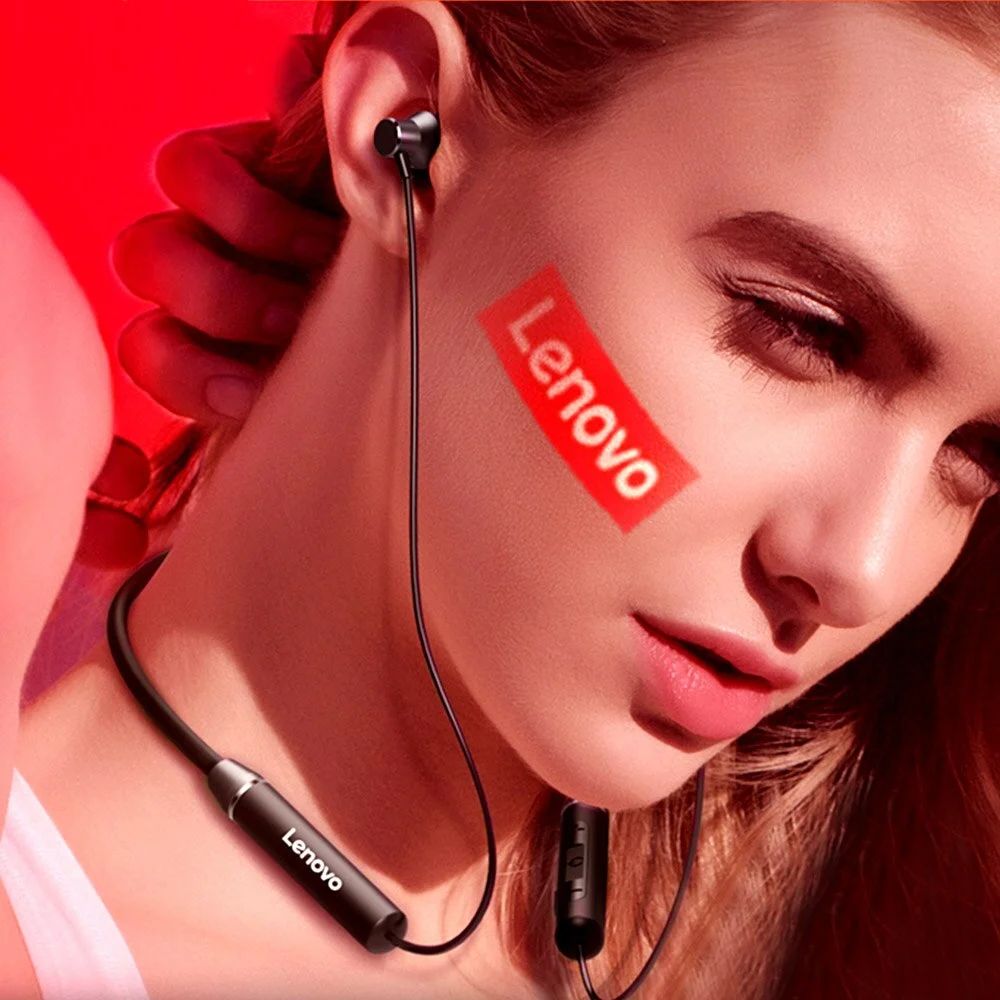 Picture of Lenovo HE05 Neckband (Original)- hedphone Black Color