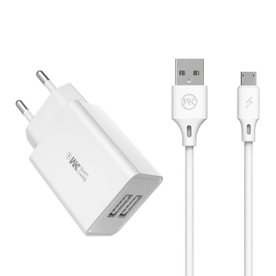 Picture of WK Design Wall Charger 2x Micro USB (WP-U56) – White Color