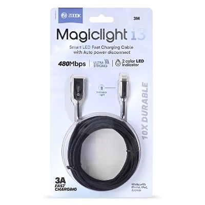 Picture of ZOOOK MagicLight I3 USB A To Lightning Smart LED Fast Charging Cable
