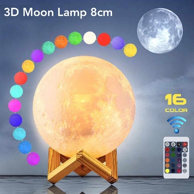 Picture of Rechargeable 3D Moon Lamp With Remote 8cm