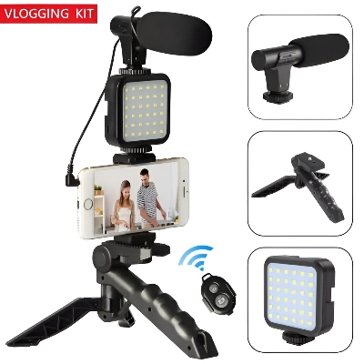 Picture of AY-49 Video Vlogger Kits With Microphone & LED Fill Light Mini Tripod