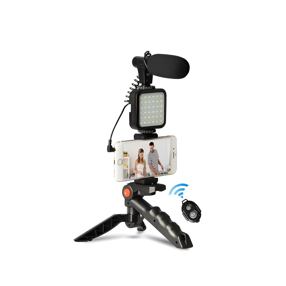 Picture of AY-49 Video Vlogger Kits With Microphone & LED Fill Light Mini Tripod