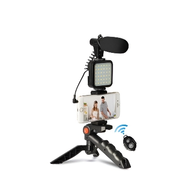 Picture of AY-49 Video Vlogger Kits With Microphone & LED Fill Light Mini Tripod