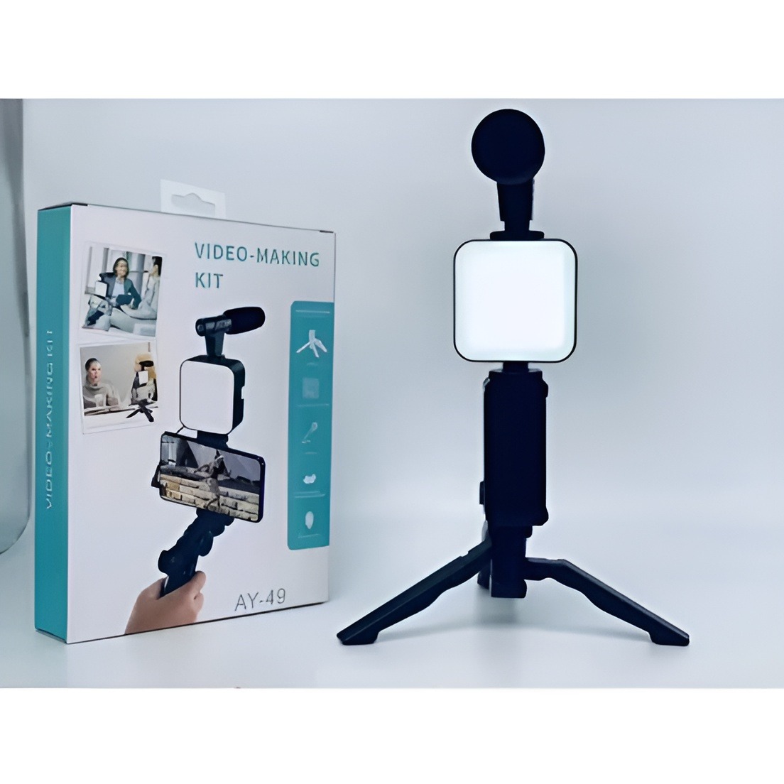 Picture of AY-49 Video Vlogger Kits With Microphone & LED Fill Light Mini Tripod