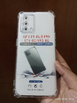 Picture of OPPO F19/F19S/A74/A95 shockproof Transparent liquid Cristal clear long time useable soft premium protective back cover